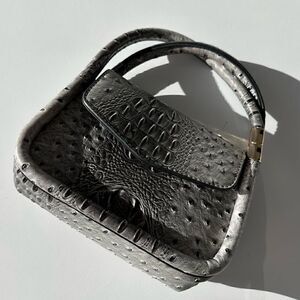 Top Handle Croc Grey Pleather Handbag